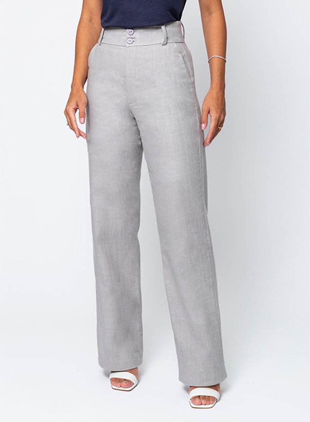 calça alfaiataria calÃ§a cinza feminina