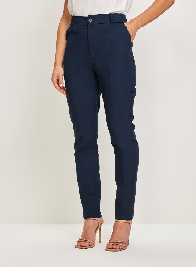 Fazer Calã CalÃ§a Social Feminina Tecido Calça Skinny Azul Marinho - Main Image