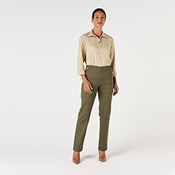 250x250 camisa ampla com abertura botoes areia stella look calca verde