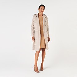 250x250 vestido manga longa tubinho malha camel melania look trench coat