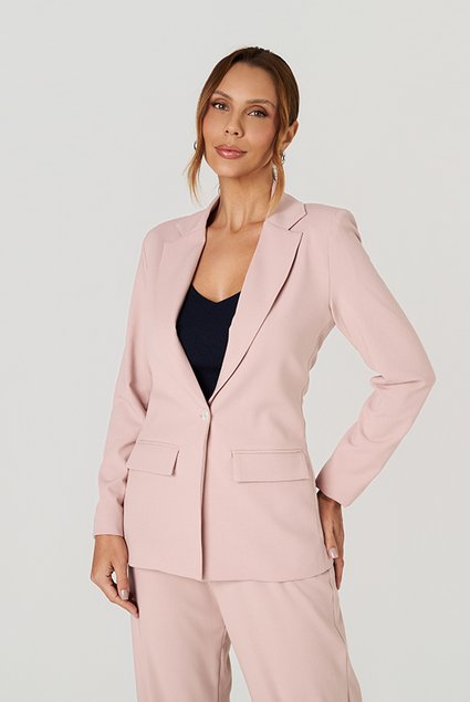 blazer tereza rose tradicional forrado frente meio corpo regata meire