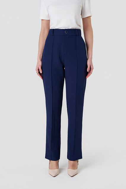 calca reta alafaiataria elza azul marinho feminina meio corpo
