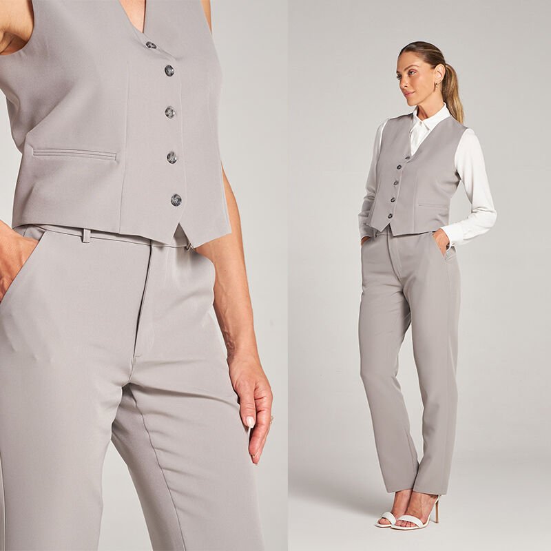 conjunto feminino cinza elegante