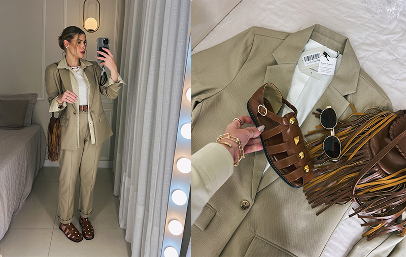 look feminino blazer sandalia