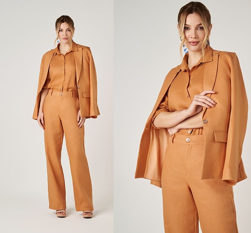 traje laranja elegante