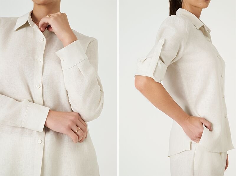 camisa linho feminina modelo claro