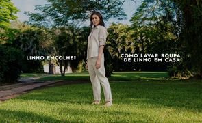 mulher roupa linho jardim