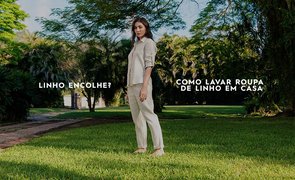 mulher roupa linho jardim